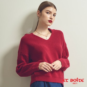 ET BOîTE 箱子 BLUE WAY –V領連帽麻花毛衣