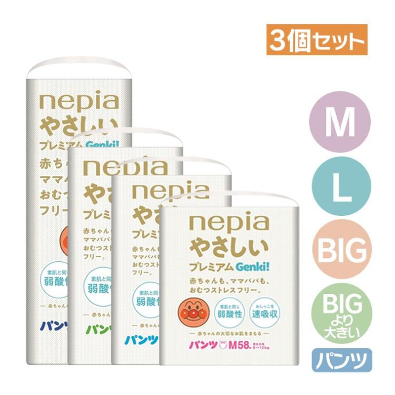 おむつ オムツ ビッグ L BIG M ＼1個1,170円／ 紙おむつ genki ゲンキ ゲンキパンツ ネピア セット 安い ゲンキ アンパンマン  お得 3パックセット 特集 通販 LINEポイント最大0.5%GET | LINEショッピング