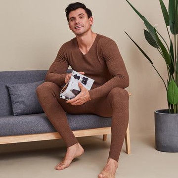 男士保暖內衣羊絨無痕輕盈柔軟透氣套裝秋冬款8208加絨防寒男長袖