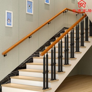樓梯扶手 鐵藝欄桿立柱陽臺圍欄家用護欄別墅閣樓室內靠牆樓梯扶手實木北歐『XY14138』