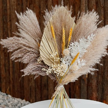 KUIBAO 快豹生活 真花乾燥花束 無紙箱 CH-053 蒲扇001  杏色