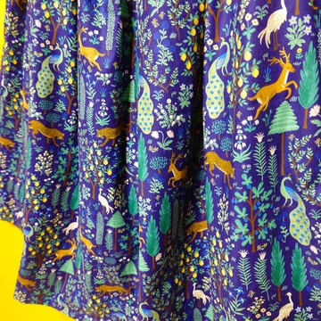 [定制] 金屬金孔雀鹿動物裙子 NAVY / USA Cotton Made in Japan 均碼