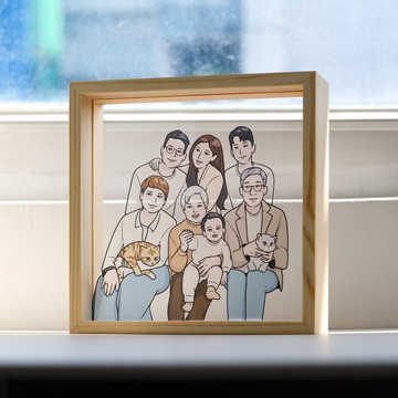 【客製化 似顏繪】松木 透明相框