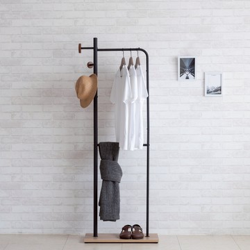 TZUMii藤野造型衣架 衣帽架 掛衣架 吊衣架 衣物掛架 直式衣帽架 曬衣架 吊衣雙掛桿 台灣製造-黑色