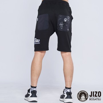 【2件5折】髭文字異素材羅紋純棉針織短褲 - BLUE WAY 地藏小王