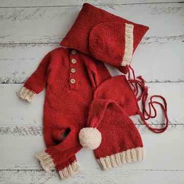 新生兒聖誕老人聖誕服裝，嬰兒照片道具。