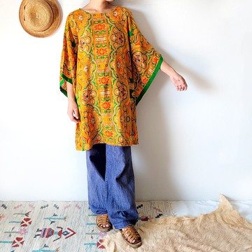 BajuTua /古著/ 70's 民族風花草圖騰傘擺袖上衣