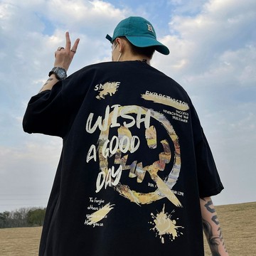 【隔日到貨】Dapper M 280g重磅韓國潮流塗鴉印花短袖T恤春夏季寬鬆版型短T休閒時尚百搭ins風半袖上衣情侶裝