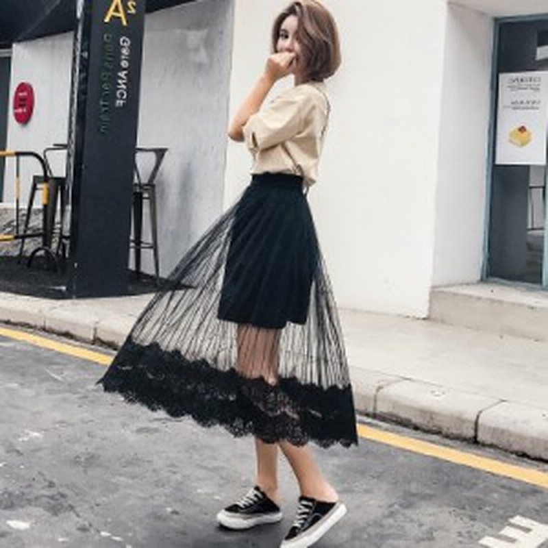 一部即納 チュール スカート レース レディース ガーリー フェミニン エレガント ミモレ丈 シースルー きれいめ 夏 スカート 夏新作 夏 通販 Lineポイント最大get Lineショッピング