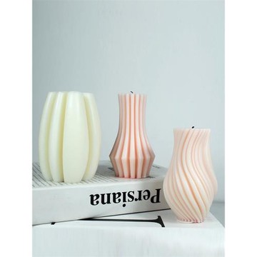 北歐ins豎紋幾何圓柱香薰蠟燭硅膠模具手工diy不規則擴香石膏擺件