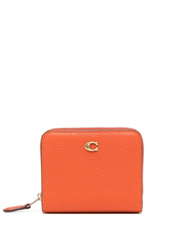 Coach - bi-fold pebbled leather wallet - women - Calf Leather - One Size - Orange