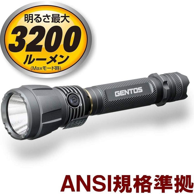 GENTOS(ジェントス) LED 懐中電灯 充電式 明るさ3200ルーメン/実用点灯2-40時間/1m防水 専用充電池または単2形電池3本-