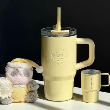 💛星巴克新品心情氣象局系列🎈心情氣象局杯子 黃色不鏽鋼雙飲口杯 創意卡通黃色喝水杯配迷你背掛 生日禮物 交換禮物 星巴克