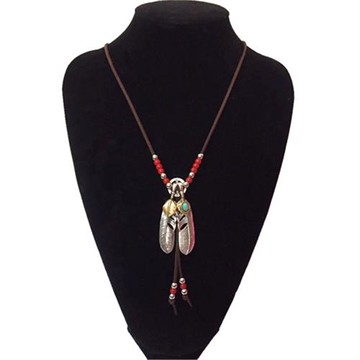 高橋吾郎風格羽毛項鏈GORO'S男士復古百搭嘻哈長毛衣鏈女吊墜掛件