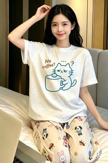 可甜可鹽寬鬆減齡百搭純棉正肩上衣夏季新款花灰色女生上衣 印花寬鬆情侶短袖T 上衣女 美式t  韓版T 大學T