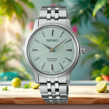 SEIKO 精工 Presage Cocktail Time Frozen Mojito’鑽石機械腕錶-34mm 4R35-06S0G.SRPL63J