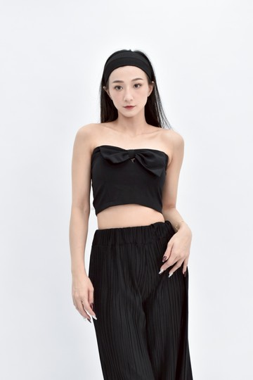(XS（含）以下) twelve 黑色蝴蝶結平口上衣