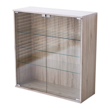 【澄境】 低甲醛加寬版80公分模型公仔玻璃展示櫃漂流木紋