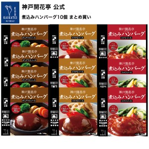 レトルト食品 詰め合わせ ハンバーグ 3種10個 レトルト おかず 惣菜 1人前190ｇ 食品 セット 神戸開花亭 常温保存 のし・包装不可 送料無