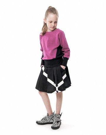 丹麥童裝有機棉內鋪棉上衣6歲至10歲 桃紅/黑