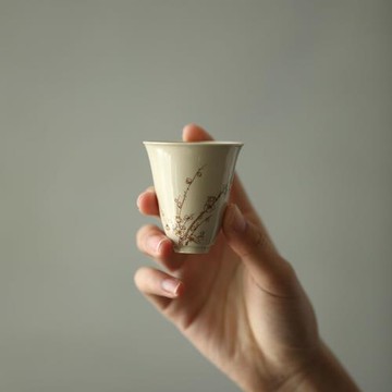 草木祠 草木灰手繪陶瓷茶杯聞香杯手工品茗杯功夫茶具主人杯高檔