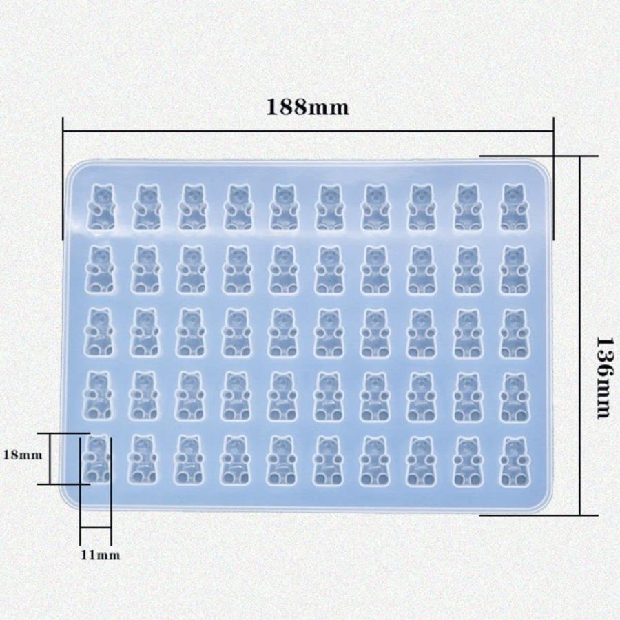 熊さん シリコンモールド グミ 型 のキャビティ レジンモールド UVレジン ソフトモールド 半透明 DIY ハンドメイド素材