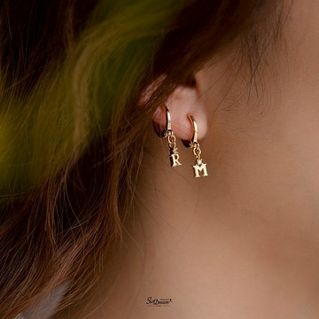 英文字母鋯石耳扣耳環-專屬字母客製化 字母耳環 客製化耳環