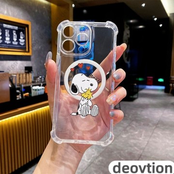 史努比抗發黃四角磁吸防摔手機殼 防摔殼iPhone 16 15 14 13 12 11 Pro Max