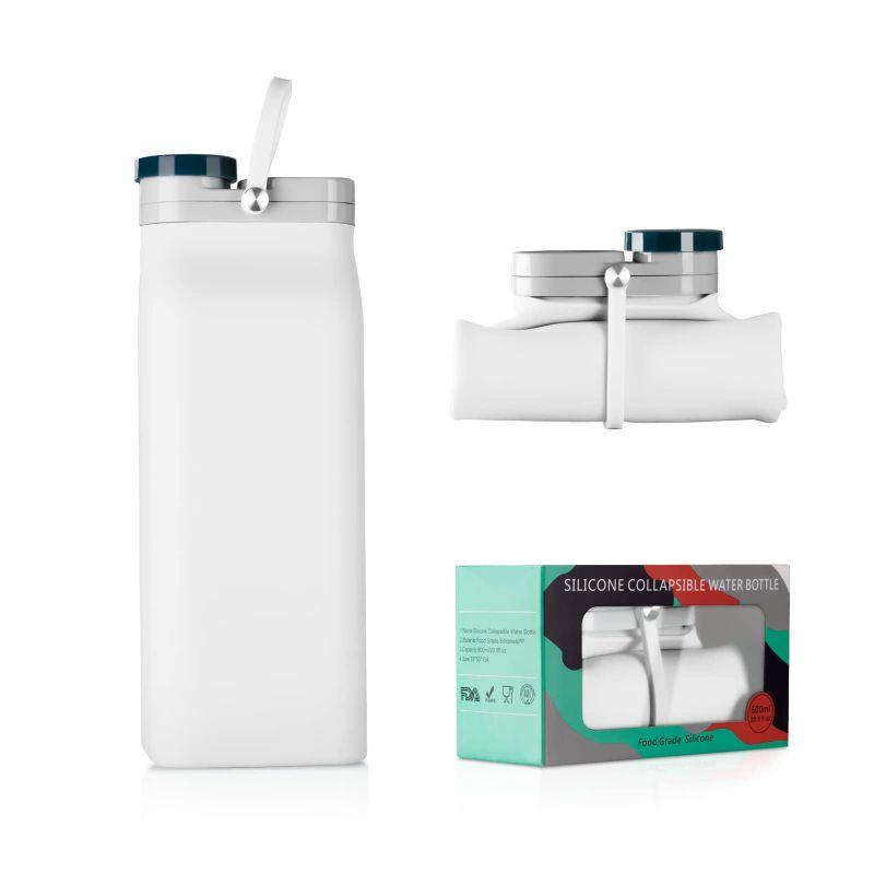 携帯コップ 携帯ボトル 水筒 FDA認定 アウトドア キャンプ 携帯シリコンカップ 折り畳みコップ スポーツボトル 食器 蓋付き 600ml
