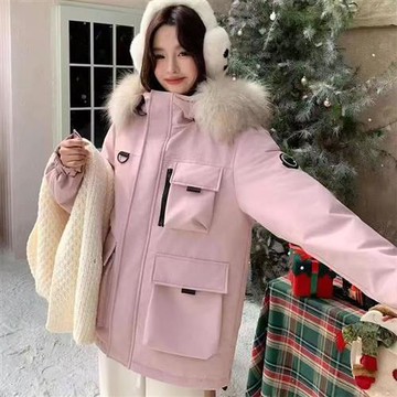 【巴黎精品】現貨+預購頂級真羽絨外套90%鴨絨羽絨衣秋冬外套保暖上衣大碼休閒女裝-毛帽工裝短款4色a1lr43