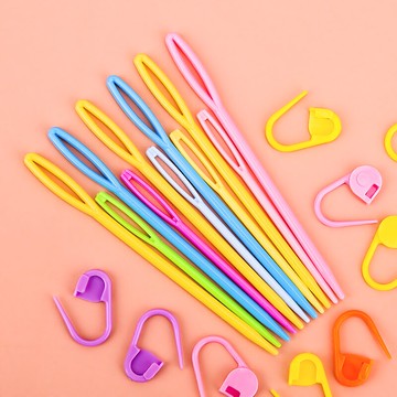 編織工具 針帽 U型麻花針 毛線棒針 大眼塑料針 記號扣別針包郵