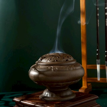 中式家居室內熏香爐檀香盤香爐書房茶道香器手工祥云紫砂博山爐