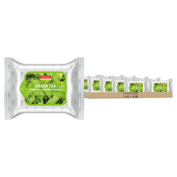 Purederm 綠茶卸妝巾 溫和植物成分 免水洗  30張  10包