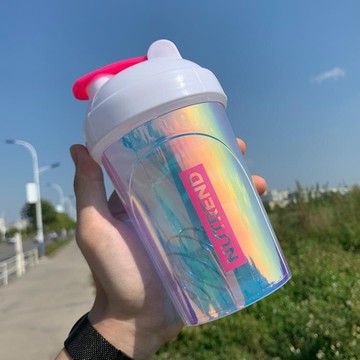 攪拌杯 彩虹搖搖杯奶昔杯攪拌球搖粉杯運動健身蛋白粉水杯子刻度 夏沐