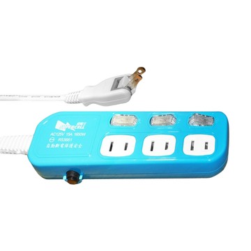 SUPERCELL 超電王 3開3插家用延長線 125V/15A 1650W 台灣製造  2.7m  顏色隨機  1條