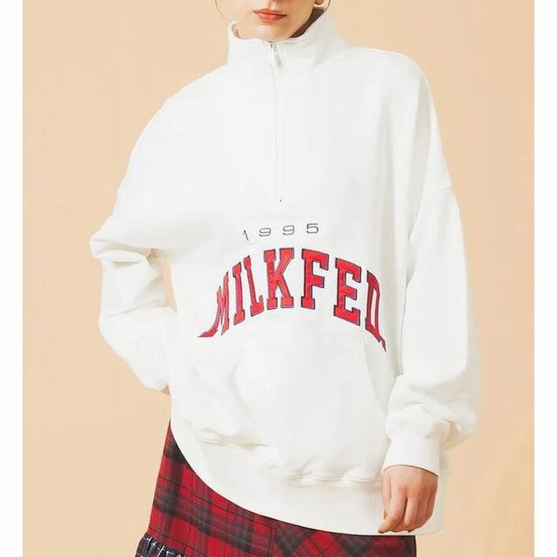 ミルクフェド MILKFED. HALF ZIP BIG SWEAT TOP ハーフジップ ビック