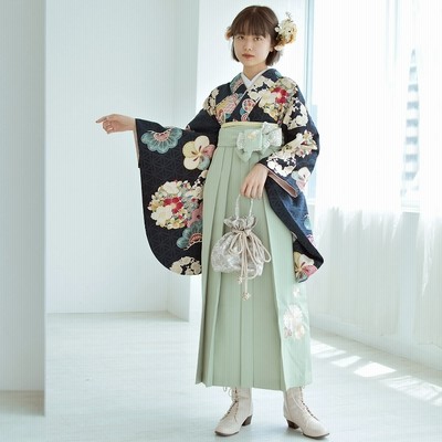 袴 レンタル 卒業式 袴 2尺袖着物 袴 17点セット 九重 レトロ 袴セット 