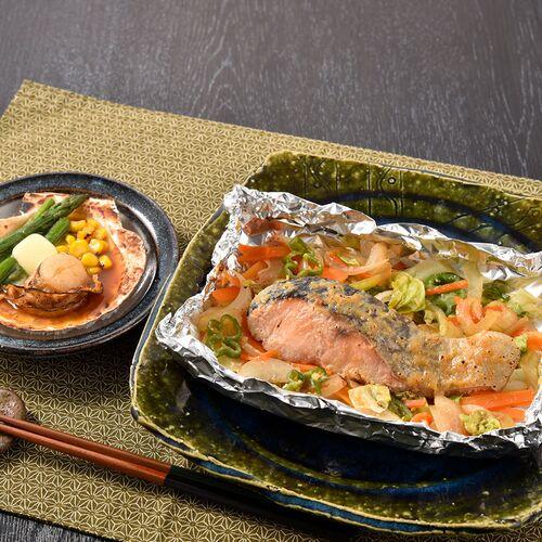 北海道 鮭のちゃんちゃん焼きと帆立バター焼き Eセット(切身80g×8枚、帆立バター焼き)