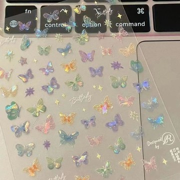 👶蝦皮特賣👶 爆款流光貼紙 蝴蝶翼 高級平面美甲貼紙 繽紛蝴蝶仙女美甲貼紙