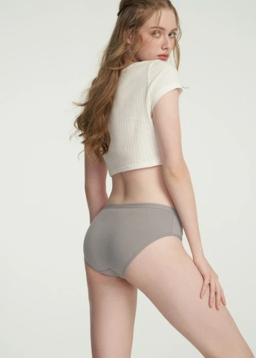 抗菌系列．緊帶中腰三角內褲(霓光灰)