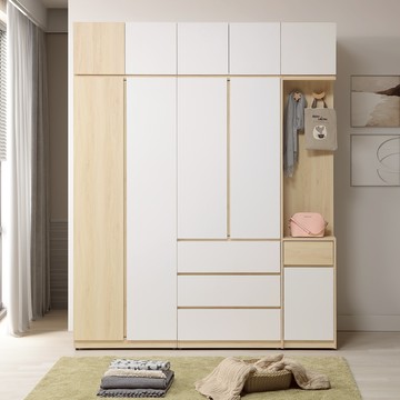 直人木業-北歐白楓木高被櫥衣櫃190公分(雙門75公分/三抽75公分/轉角開放櫃40公分)開放櫃面右