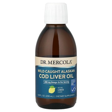 Dr. Mercola, 野生阿拉斯加鱈魚肝油，天然檸檬味，6.8 液量盎司（200 毫升）