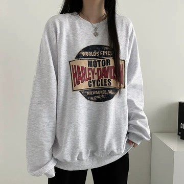 Vuja de 薄衛衣 大學t 美式復古 潮牌衣服 ins 風衣服 設計感 秋冬 長袖上衣 刷毛 oversize 韓系