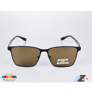 Z-POLS 頂級TR90彈性腳架搭金屬黑設計 Polarized寶麗萊抗UV400偏光茶太陽眼鏡(帥氣有型款)