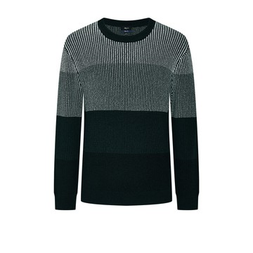 可機洗柔軟輕膚漸變織花款圓領尼龍混紡針織衫/灰橄欖綠色 | 5817711349