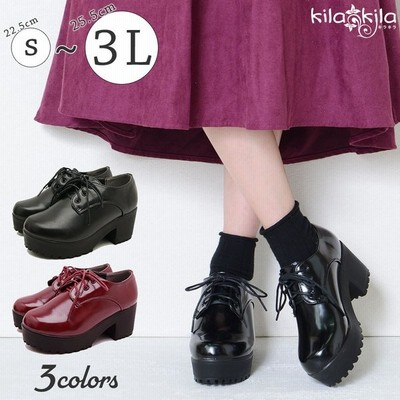 オックスフォードシューズ レディース ローカット タンクヒール 厚底 レースアップ おじ靴 太ヒール ローファー マニッシュ 黒 かわいい 靴 通販 Lineポイント最大get Lineショッピング
