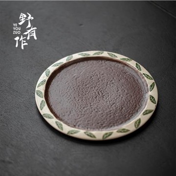 野有作景德鎮日式復古耿蕭干泡盤茶承家用功夫茶具壺承干泡臺配件
