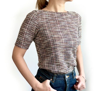 【斜紋軟呢感針織】立體剪裁船型領T恤 (多尺寸可選)