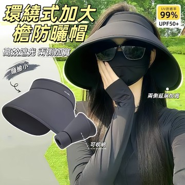 現貨24H出🔥環繞式加大檐防曬帽 防曬空頂帽 夏季戶外帽 防紫外線遮陽帽 可折疊太陽帽 涼感防曬帽 遮全臉帽 超大帽簷