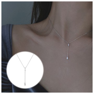 梨花HaNA 夜色一線星點．簡約小小方鑽鎖骨鍊